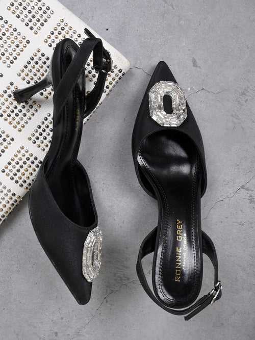 Women Black Embellished Pumps