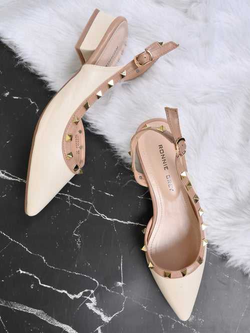 Women Off White Solid Sandals