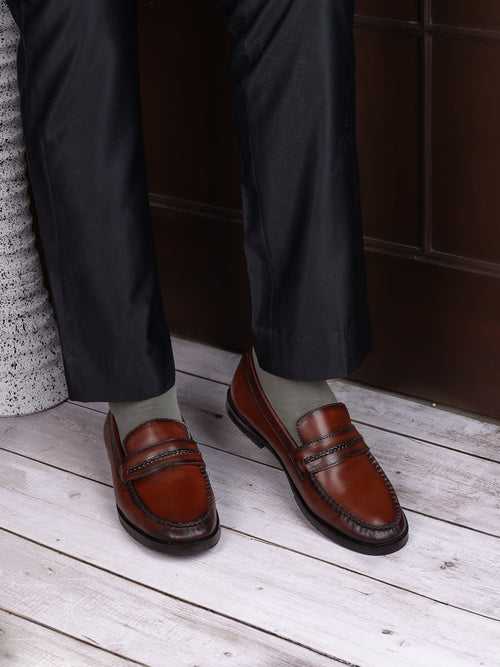 Men Brown Solid Formal Loafers