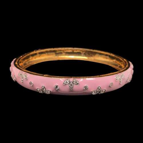 "Blushing Pink Quartz Diamond Bangle"