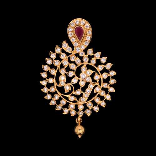 "Blossom into Beauty: The Floral Diamond Pendant in 22Kt Yellow Gold"