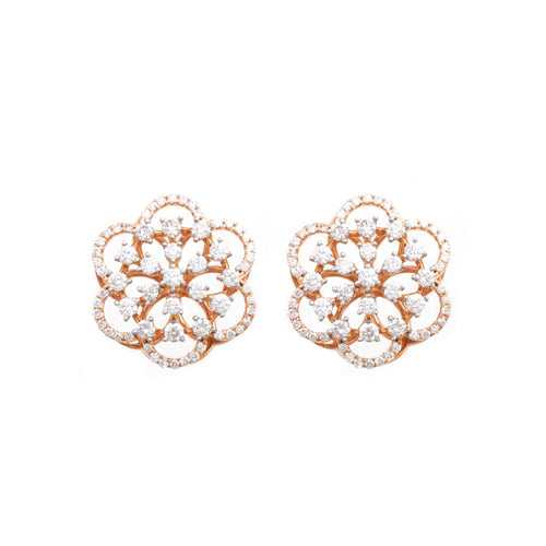Classic Shine Floral Diamond Stud Earrings