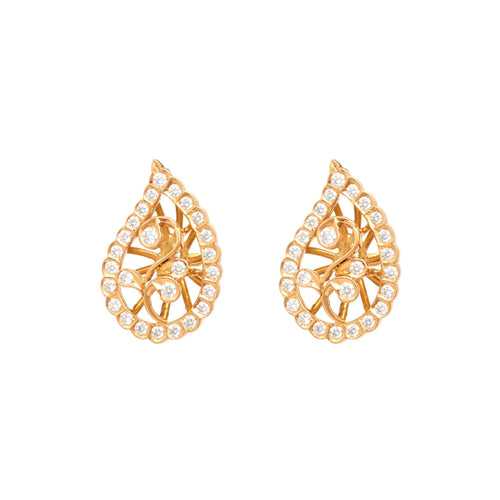 Graceful Mango Shaped 18Kt Diamond Stud Earrings