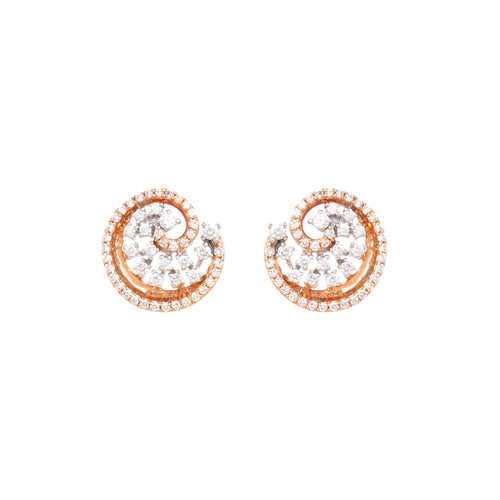 Stylish Swirl 18Kt Diamond Stud Earrings