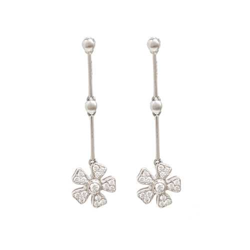 Flower Droplet 18Kt Diamond Drop Earrings