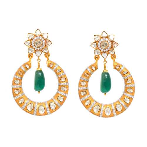 "Dainty Of Circle - Diamond Chandbali Earrings"