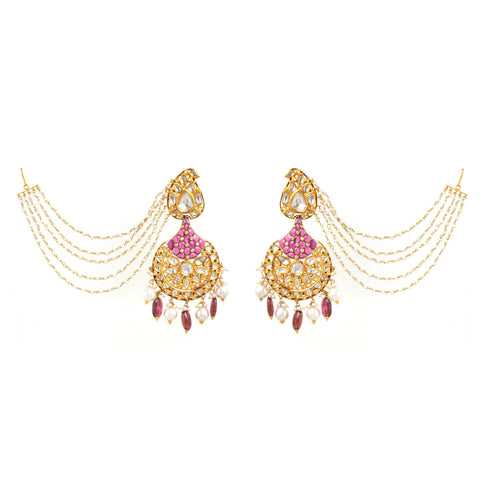 "Luxury Gold and Diamond Stud with Precious Stones"