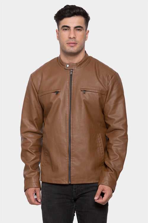 Rustic Tan Biker Leather Jacket