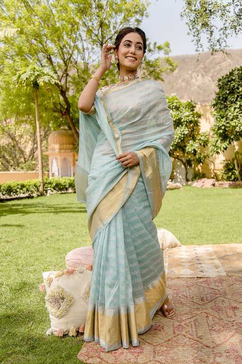 Banarasi Zari Border Cotton Silk Saree