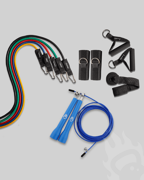 11pcs Resistance Tubes/Bands & PVC Skipping Rope Blue