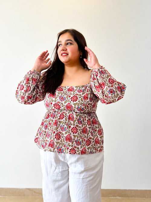 White Floral Backtie Top