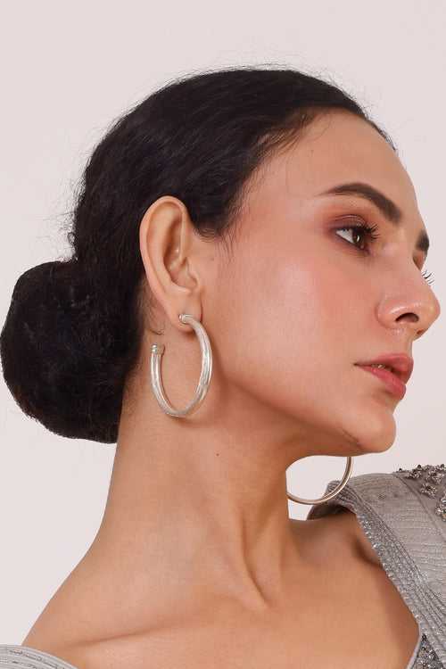 Silver - Twisted Hoops - Large