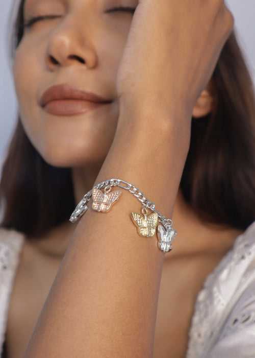 Silver - Butterfly Bracelet (5 charms)