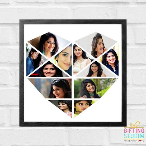 Heart Shaped Photo Collage Frame - Personalised Gift (12 PHOTOS)