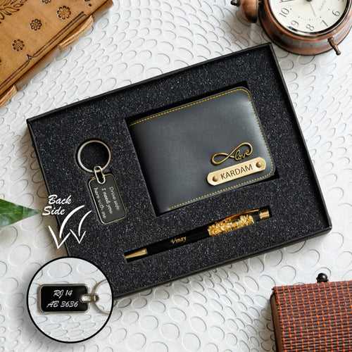 Customized Men's Wallet, keychain and pen Combo