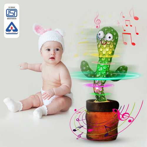 NHR Dancing Cactus Talking Toy Rechargeable Wriggle & Singing Recording Repeat- Multicolour