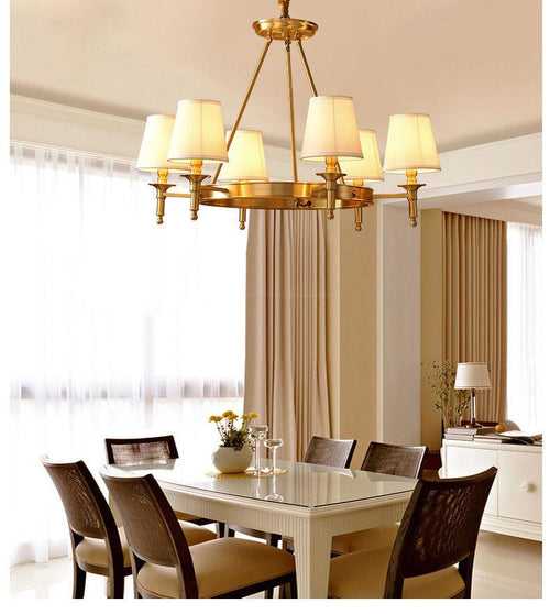 6 Light Electroplated Metal Gold Amber Shade Chandelier Light - Warm White