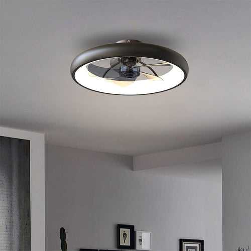 500MM Black Low Ceiling Light with Fan LED Chandelier - Warm White