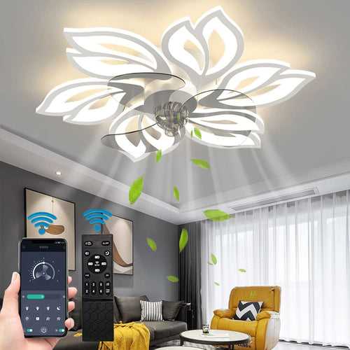 5 Light Arc 600 MM White Low Ceiling Light with Fan LED Chandelier - Warm White