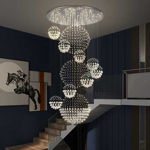 K9 Crystal LED DOUBLE HEIGHT STAIR CHANDELIER - WARM WHITE