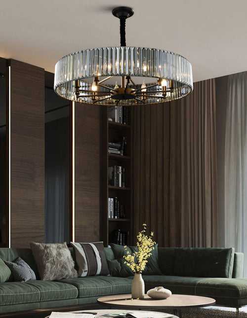 500 MM Black Metal Smokey Crystal LED Chandelier Hanging Suspension Lamp - Warm White