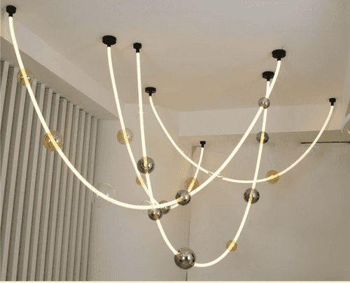 BELT FROSTED With Tikted Glass BALL CHANDELIER HANGING LAMP - WARM WHITE