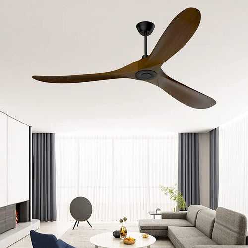 Ceiling Fan with Remote Control 52'' Ceiling Fan with 3 Wood Dark Walnut Blades Noiseless Energy Efficient DC Motor