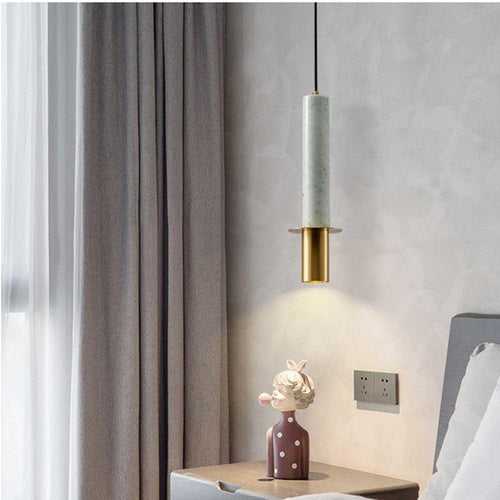 led Gold White Stone Hanging Pendant Ceiling Light - Warm White