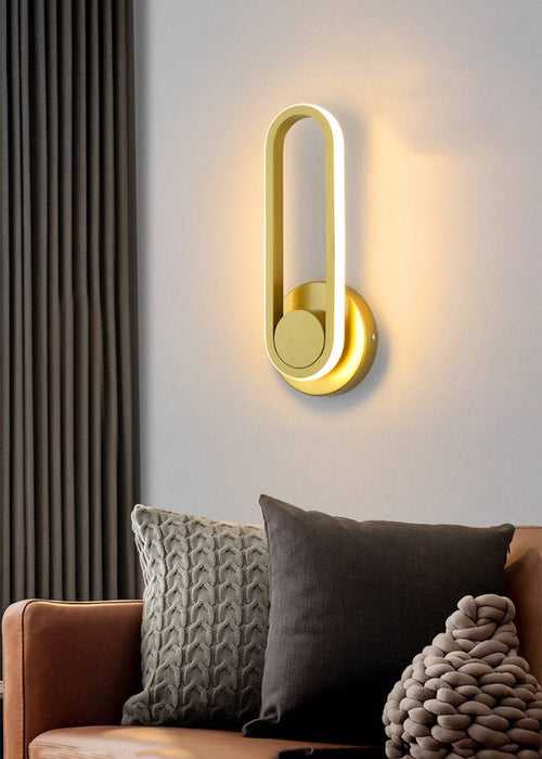 Golden 330 Degree Rotatable Oval Creative Modern 12W LED Wall Lamp Bedside Light - Warm White