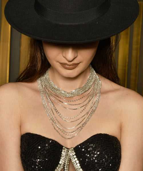 Rhinestone Silver Choker