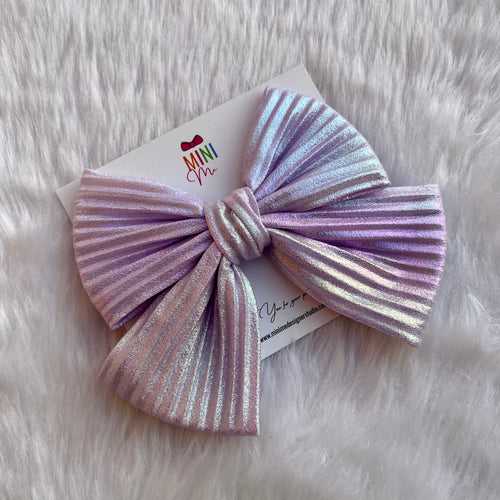 Lavender Purple Gleam Pleated Bow