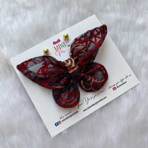 Enchanted Crimson Butterfly Bow Hair Clip