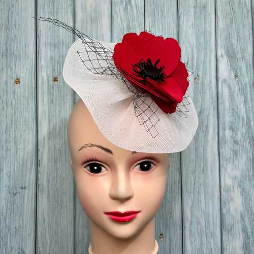 Garden Tales Red Poppy Wedding Hat with Veil