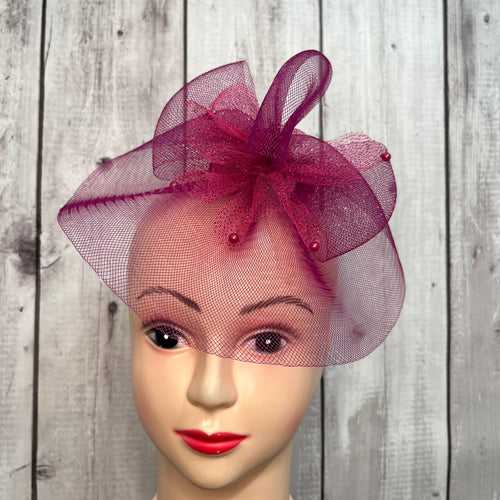 Magenta Majesty Pink Veil Fascinator Hat