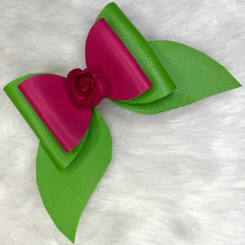 Green and Pink Pigtail Bow