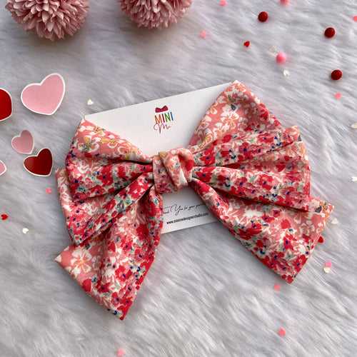 Love Blossoms Peach and Pink Hair Bow