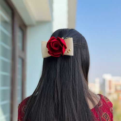 Wild Rose Red Hair Bow