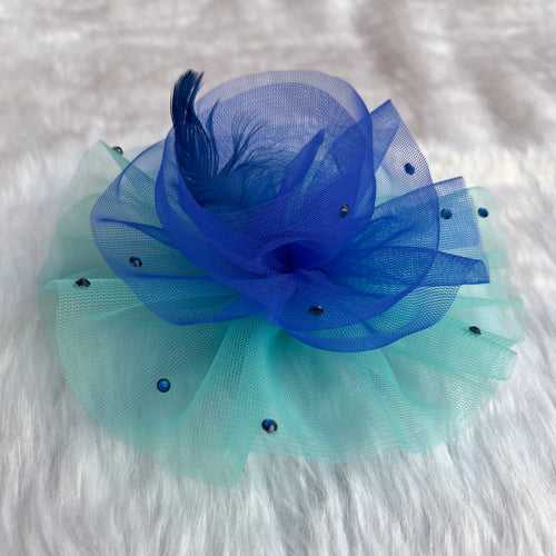 Royal Blue and Turquoise Blue Ruffled Fascinator