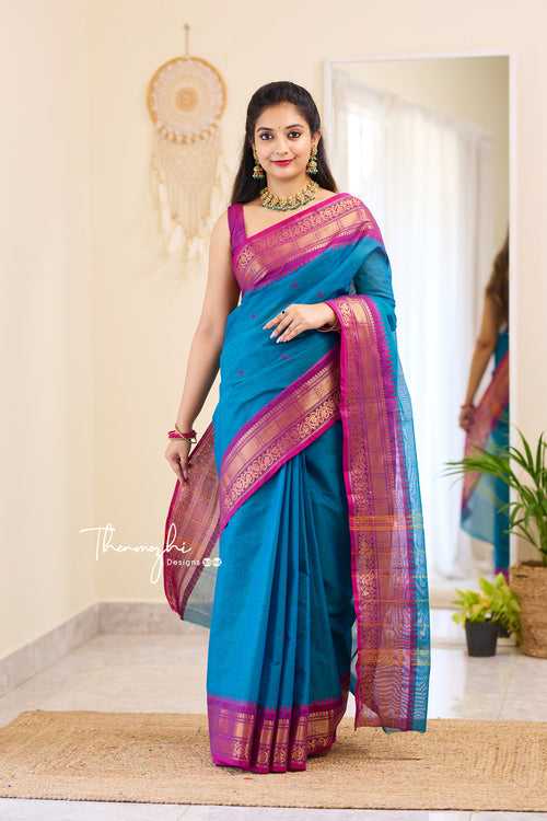 Radha - Blue chettinad Cotton Saree