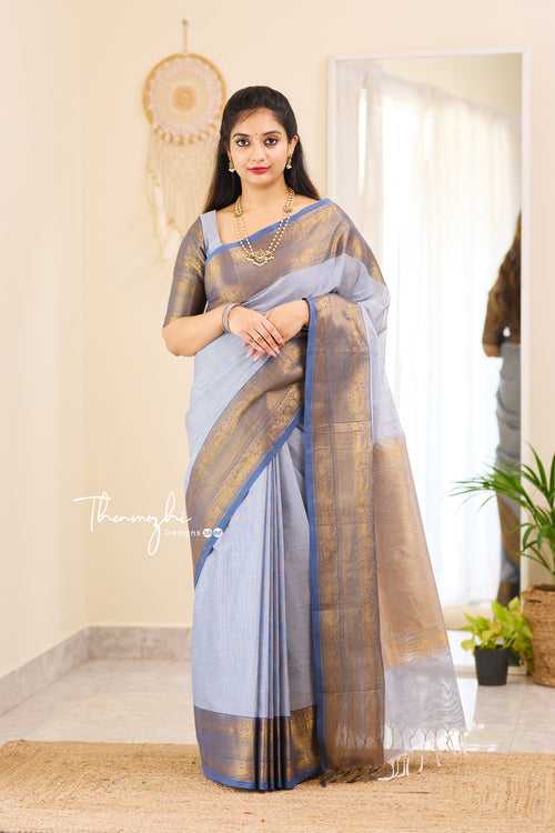 Kowsalya - Grey Chettinad Cotton Saree