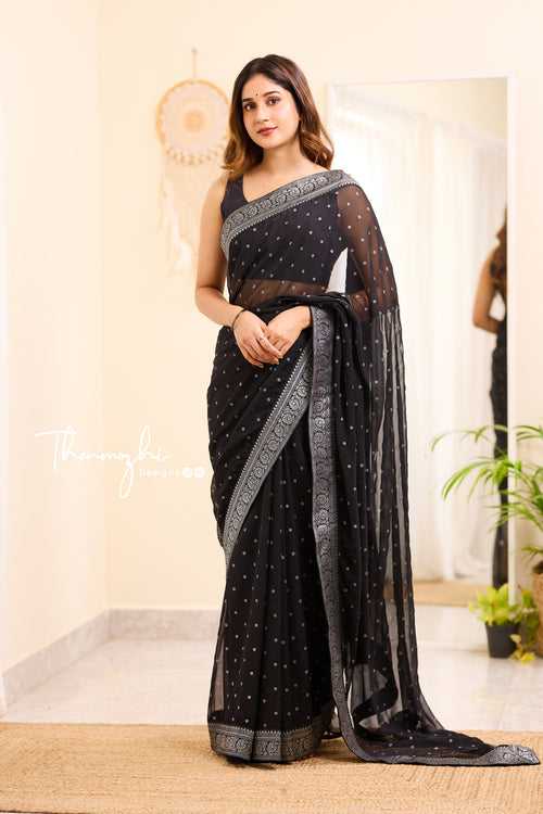 Ombre Black Georgette Saree