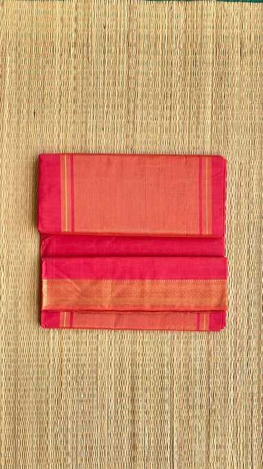 Red  Zari Border Red - Red Mangalagiri Cotton Saree With Zari Border