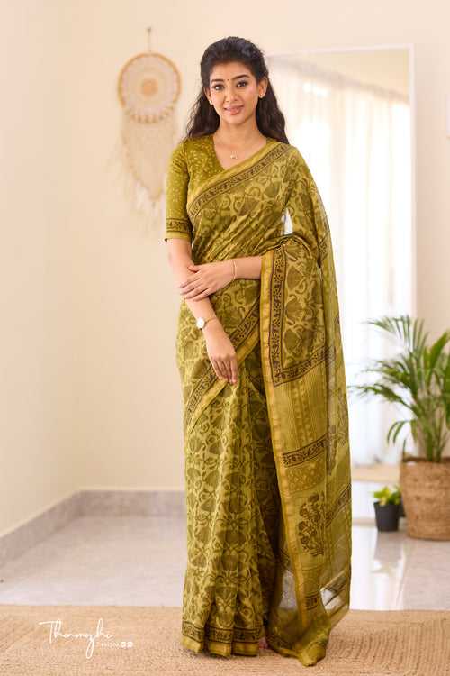 Green - Chanderi Silk Cotton Saree