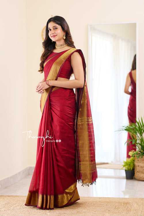 Classy Maroon - Mangalagiri Silk Cotton Saree