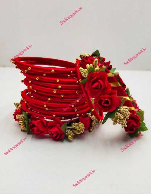 Buy Latest Red Silk Thread Flower Bangles