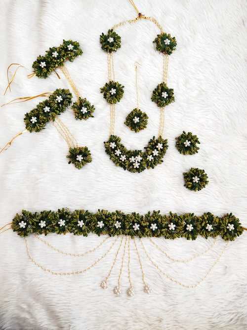 For Dohale jevan and babyshowers, artificial green flower jewellery set