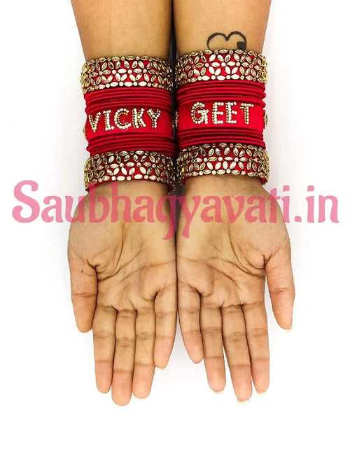 Personalized Name Silk Thread Kundan Bangles | Wedding Chuda