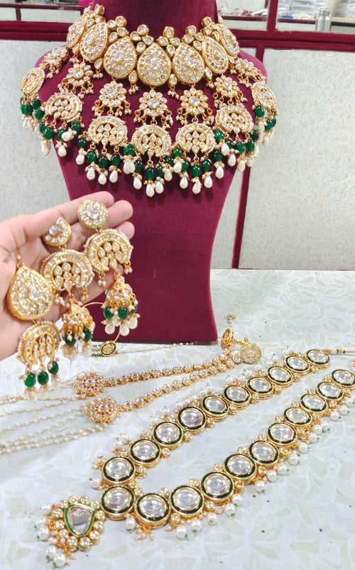 Exquisite Green Kundan Full Bridal Jewelry Set