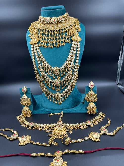 ZEVAR I Glamorous Gold Bridal Jewelry Set | Stunning Set for Brides