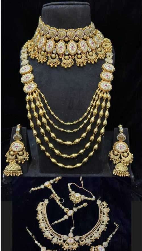 ZEVAR I Marvelous Glorious Bridal Kundan Gold Plated Pearl Dulhan Set for Women